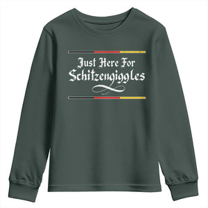 Just Here For Schitzengiggles Funny Oktoberfest Youth Sweatshirt German Beer Festival Humor