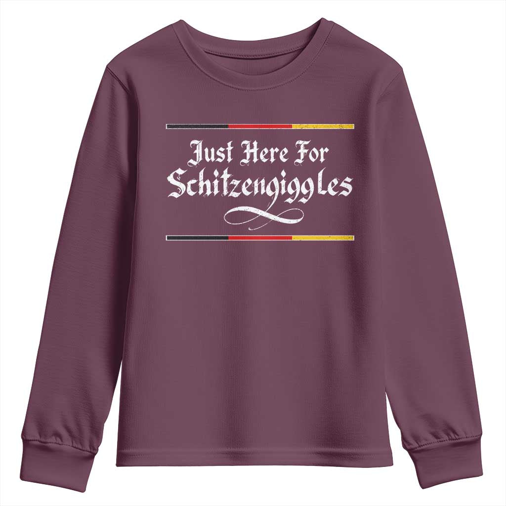 Just Here For Schitzengiggles Funny Oktoberfest Youth Sweatshirt German Beer Festival Humor