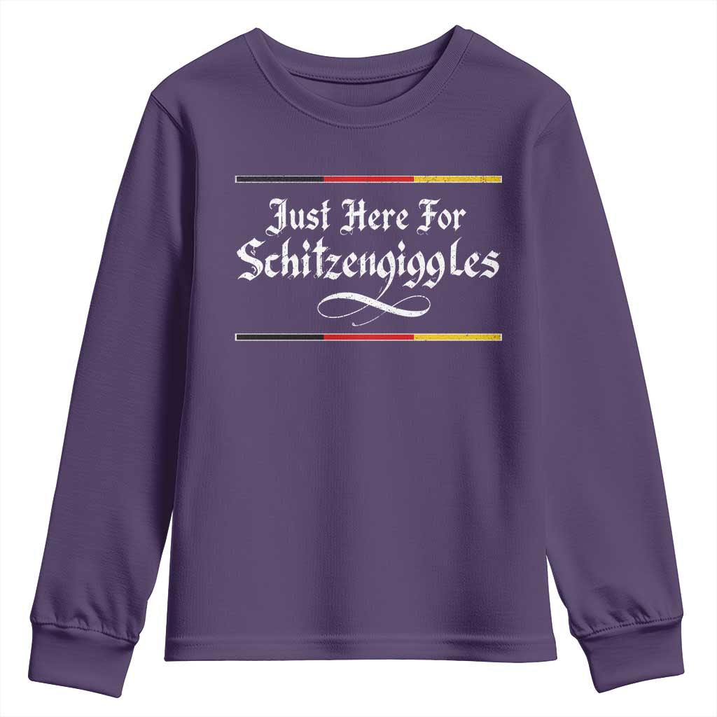 Just Here For Schitzengiggles Funny Oktoberfest Youth Sweatshirt German Beer Festival Humor