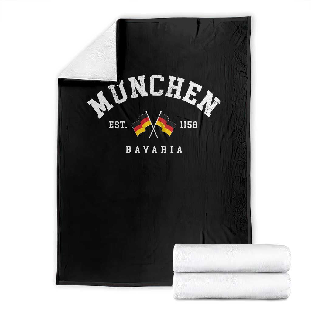 Munich City Bavaria Germany Est 1158 Throw Blanket Vintage German Flag