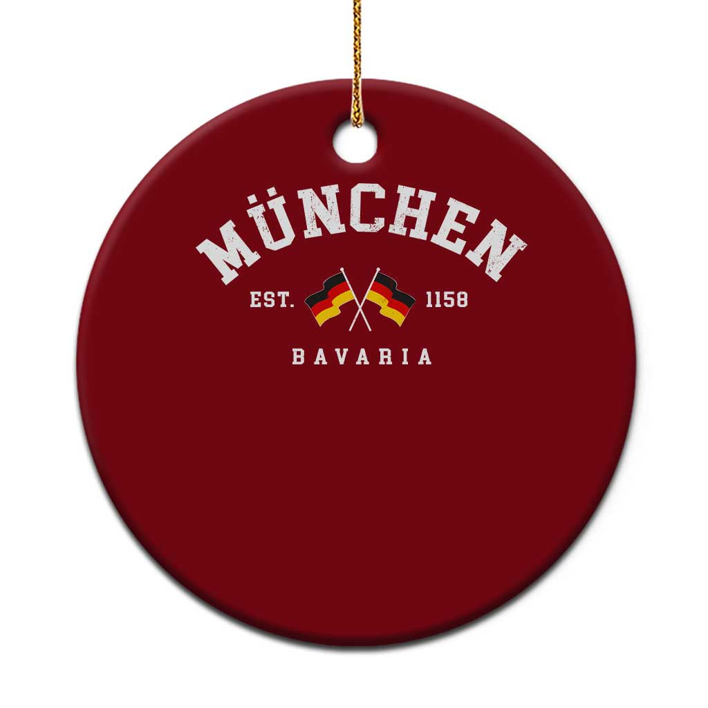 Munich City Bavaria Germany Est 1158 Ceramic Ornament Vintage German Flag