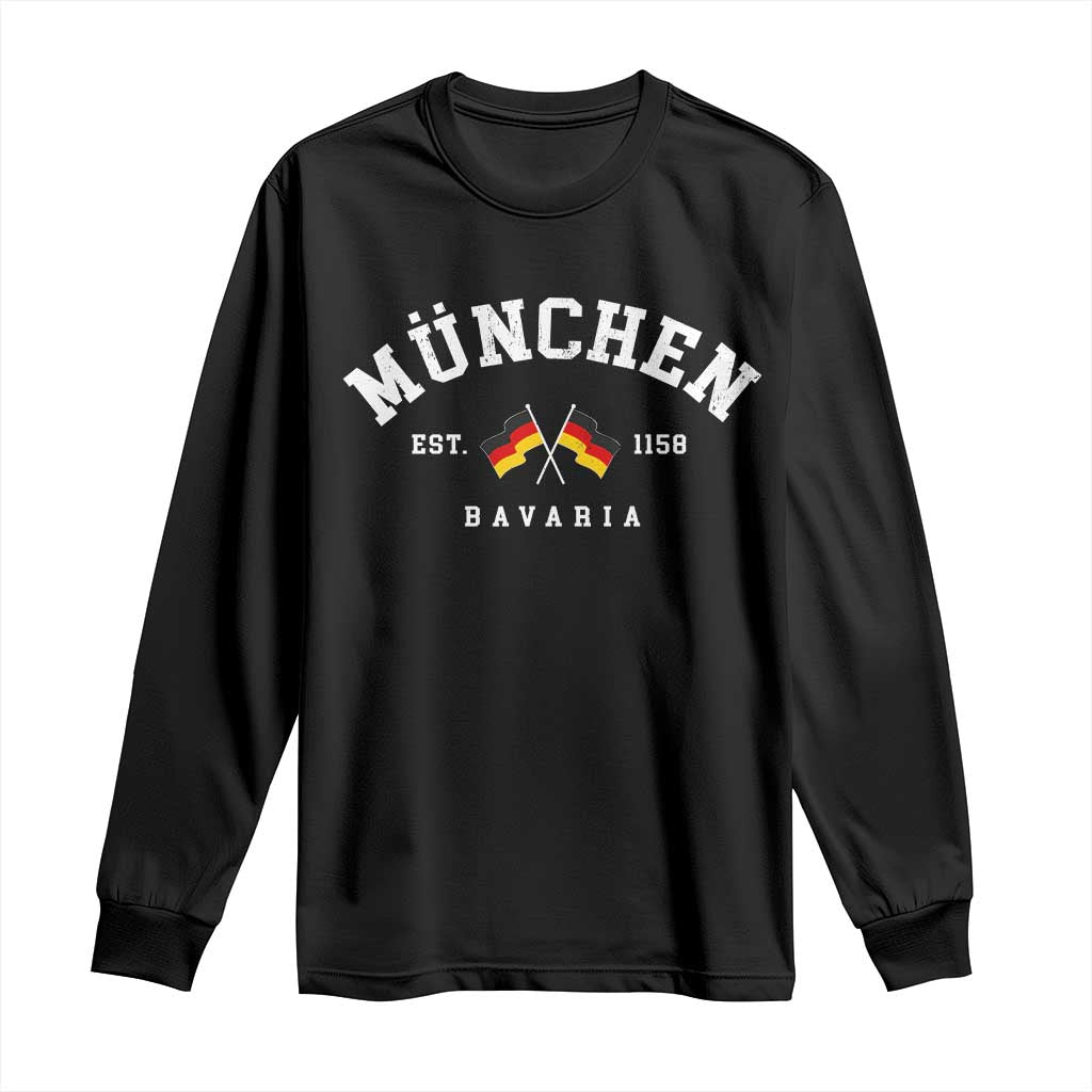 Munich City Bavaria Germany Est 1158 Long Sleeve Shirt Vintage German Flag