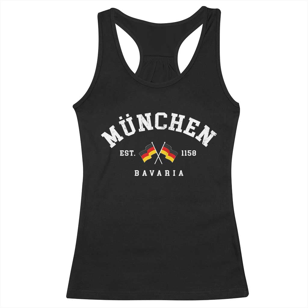 Munich City Bavaria Germany Est 1158 Racerback Tank Top Vintage German Flag