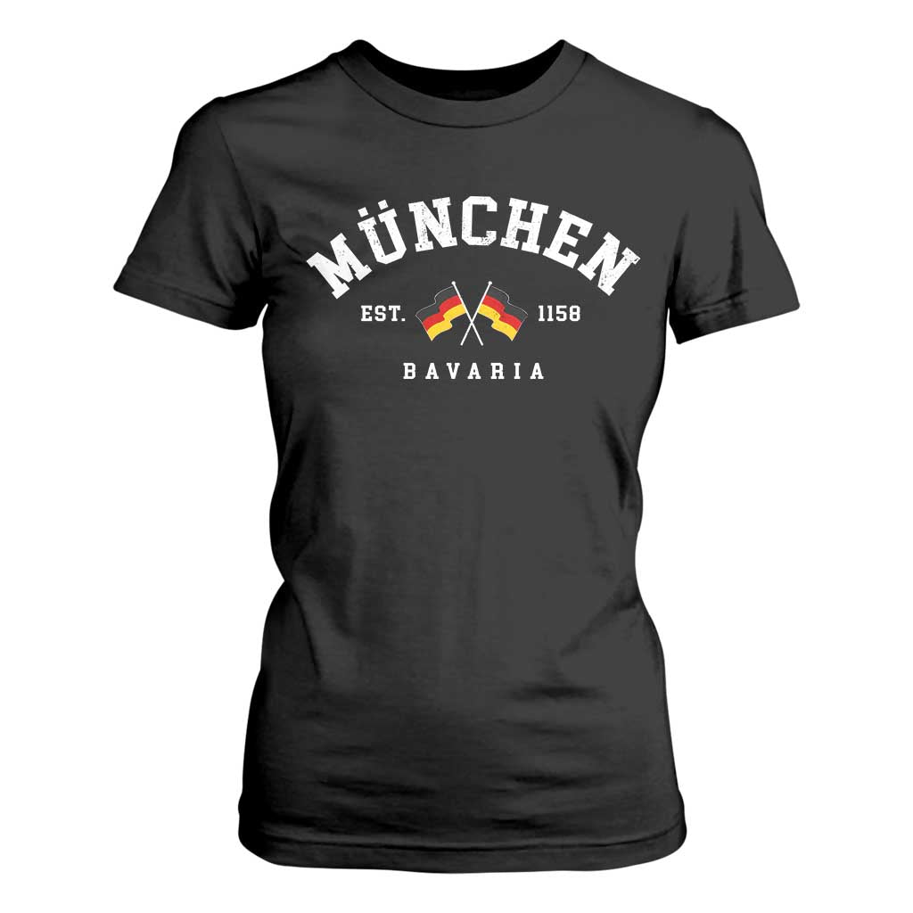 Munich City Bavaria Germany Est 1158 T Shirt For Women Vintage German Flag