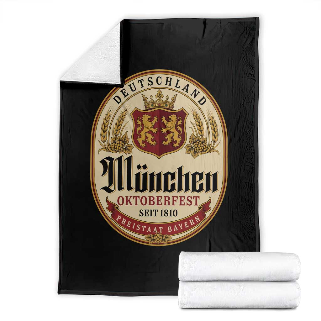 Oktoberfest Munchen Seit 1810 Throw Blanket Deutschland German Beer Label Bavarian Lion Shield