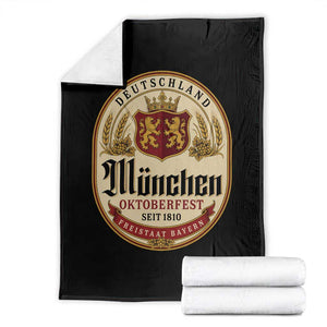 Oktoberfest Munchen Seit 1810 Throw Blanket Deutschland German Beer Label Bavarian Lion Shield