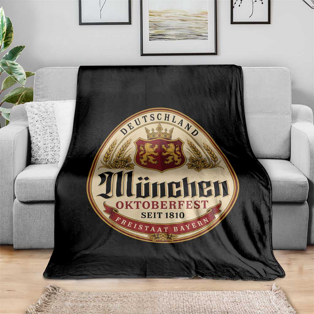 Oktoberfest Munchen Seit 1810 Throw Blanket Deutschland German Beer Label Bavarian Lion Shield