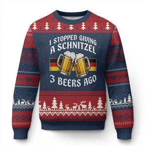Funny Oktoberfest Beer Drinking Ugly Christmas Sweater I Stopped Giving A Schnitzel 3 Beers Ago