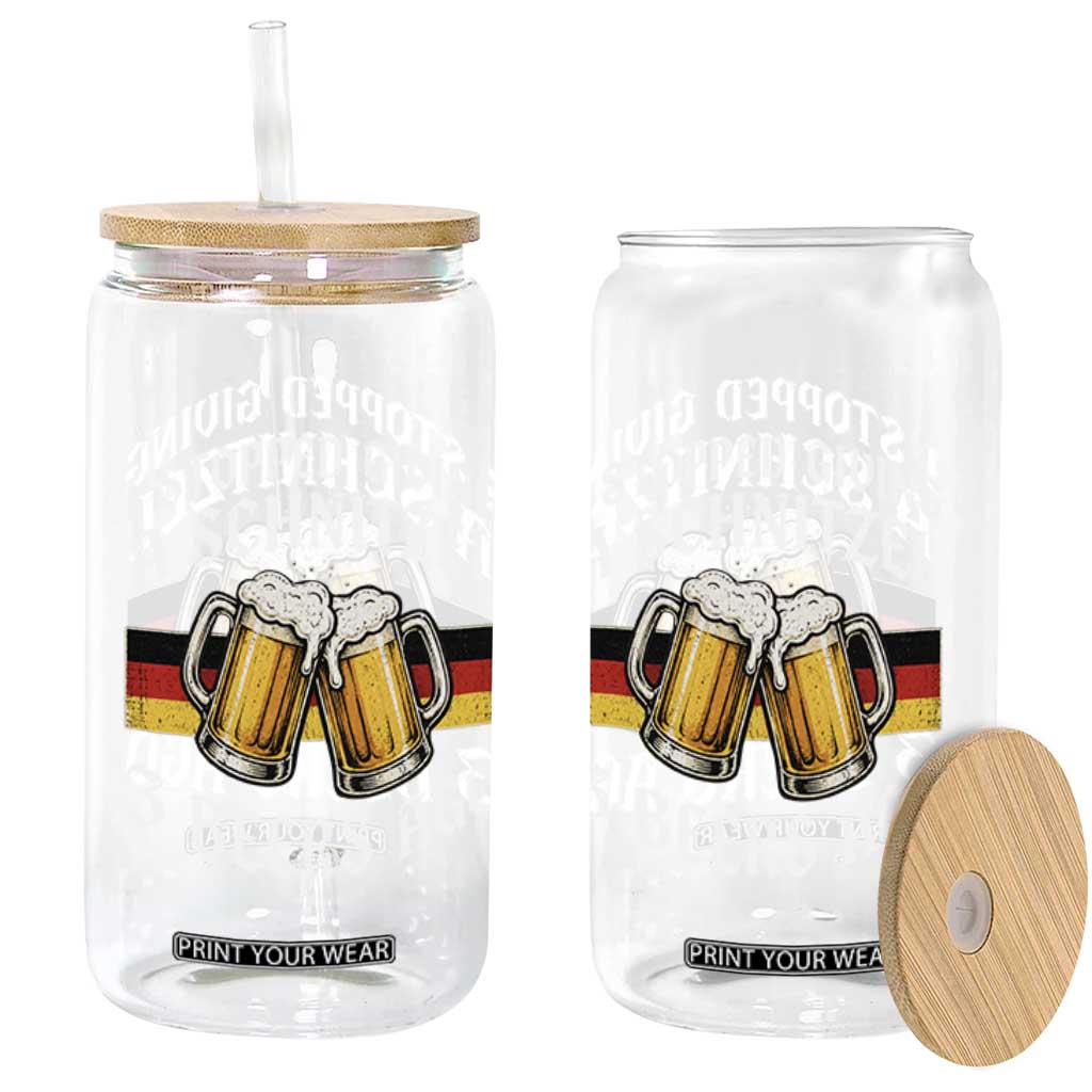 Funny Oktoberfest Beer Drinking Glass Can I Stopped Giving A Schnitzel 3 Beers Ago