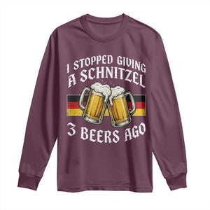 Funny Oktoberfest Beer Drinking Long Sleeve Shirt I Stopped Giving A Schnitzel 3 Beers Ago