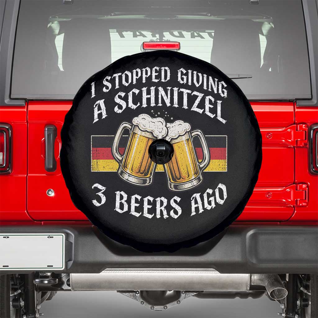 Funny Oktoberfest Beer Drinking Spare Tire Cover I Stopped Giving A Schnitzel 3 Beers Ago