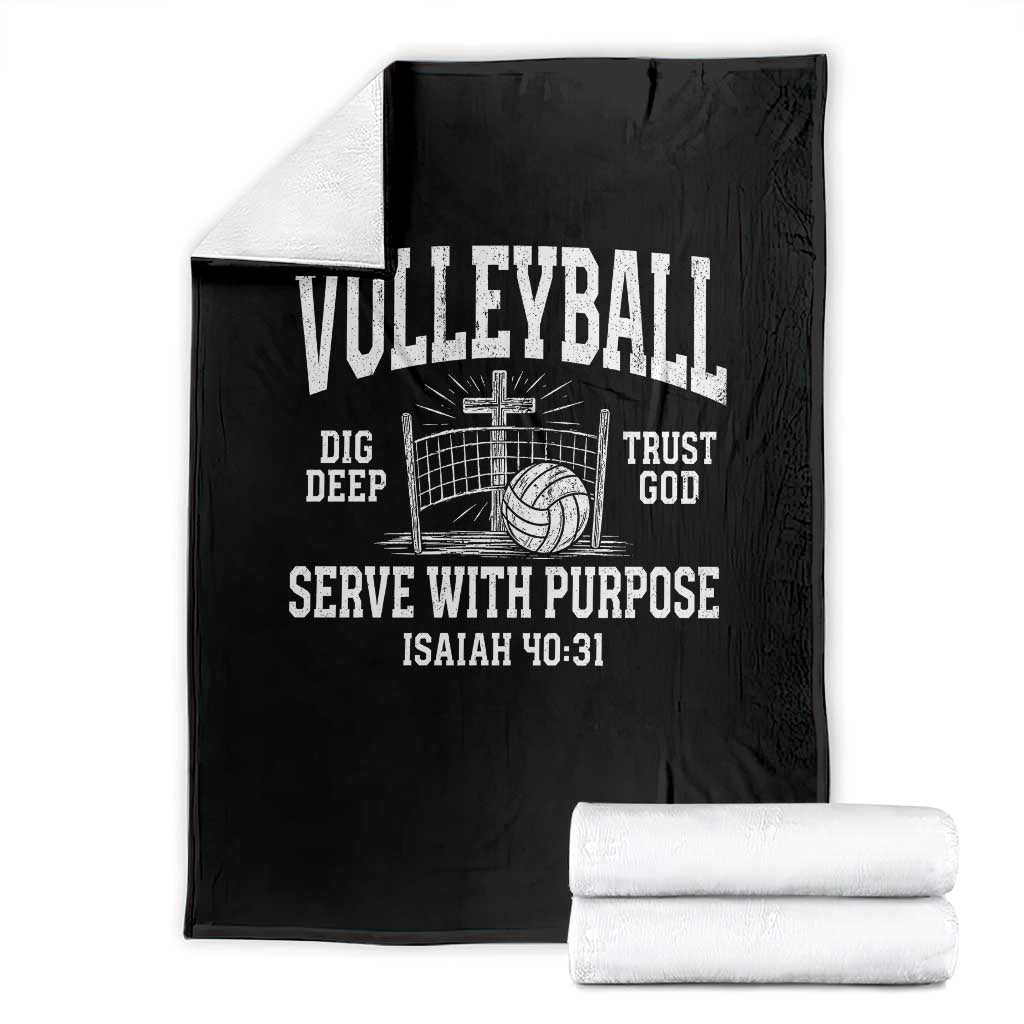 Christian Volleyball Dig Deep Trust God Serve With Purpose Throw Blanket Isaiah 40:31 Bible Verse Faith Sport