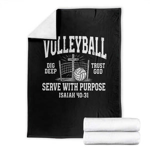 Christian Volleyball Dig Deep Trust God Serve With Purpose Throw Blanket Isaiah 40:31 Bible Verse Faith Sport