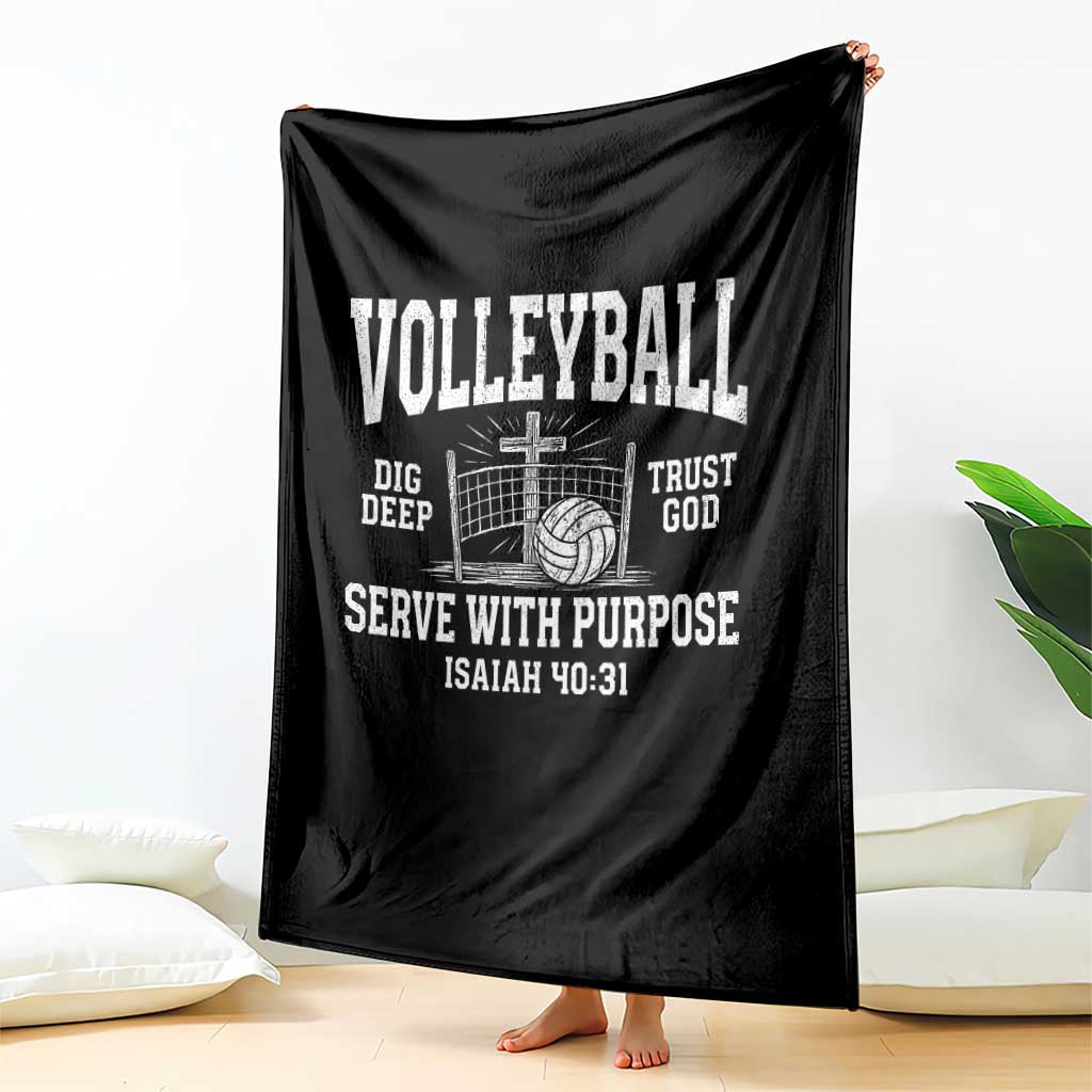 Christian Volleyball Dig Deep Trust God Serve With Purpose Throw Blanket Isaiah 40:31 Bible Verse Faith Sport