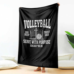 Christian Volleyball Dig Deep Trust God Serve With Purpose Throw Blanket Isaiah 40:31 Bible Verse Faith Sport