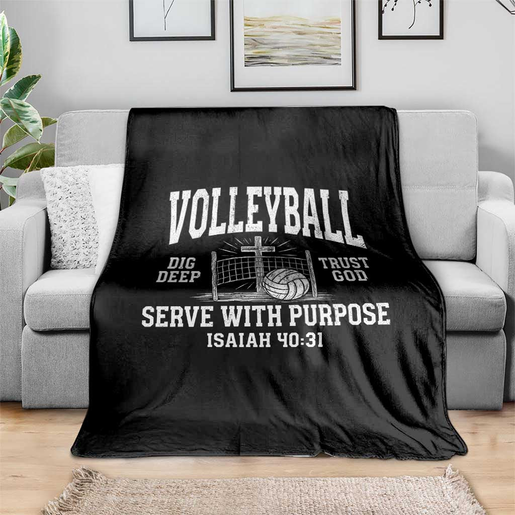 Christian Volleyball Dig Deep Trust God Serve With Purpose Throw Blanket Isaiah 40:31 Bible Verse Faith Sport