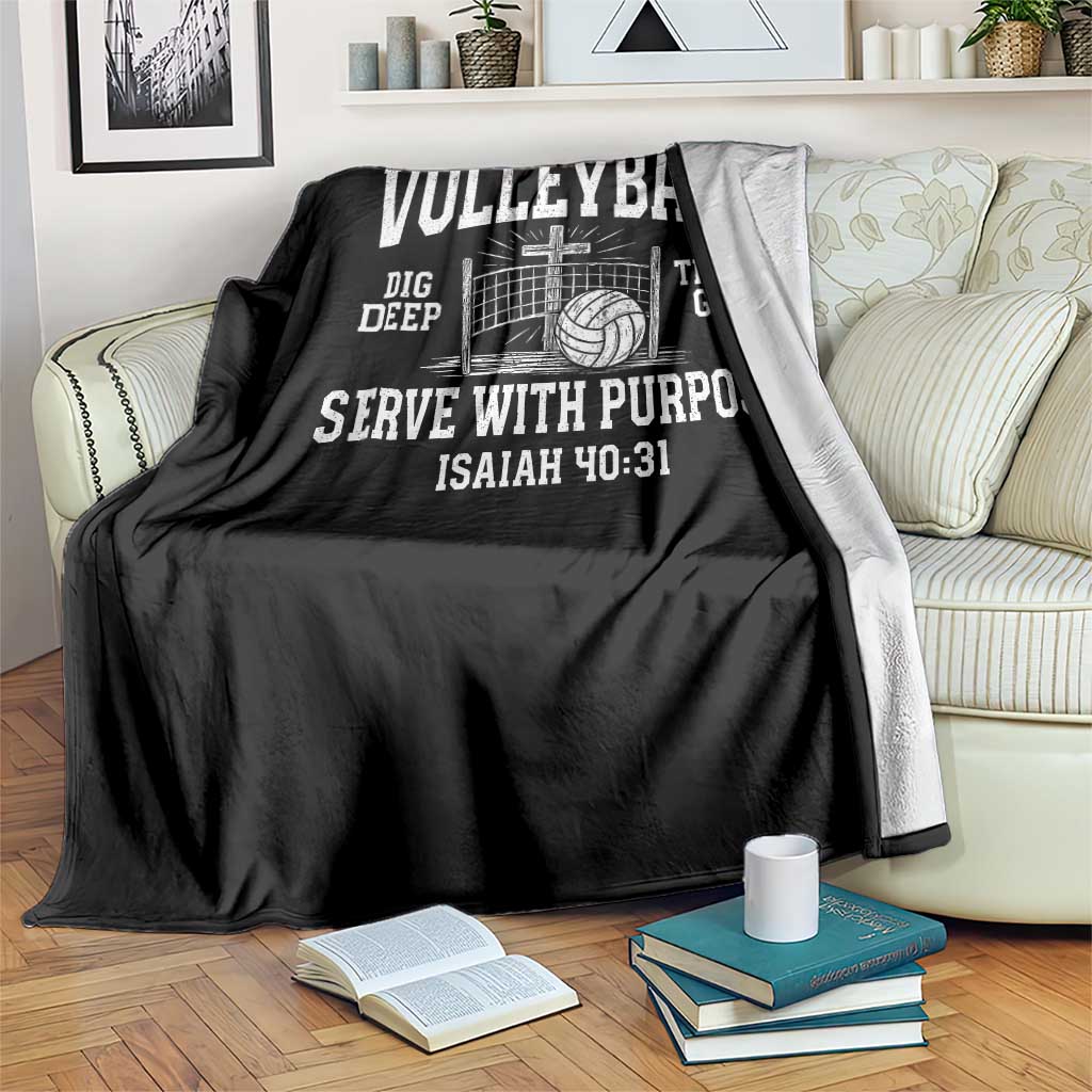 Christian Volleyball Dig Deep Trust God Serve With Purpose Throw Blanket Isaiah 40:31 Bible Verse Faith Sport
