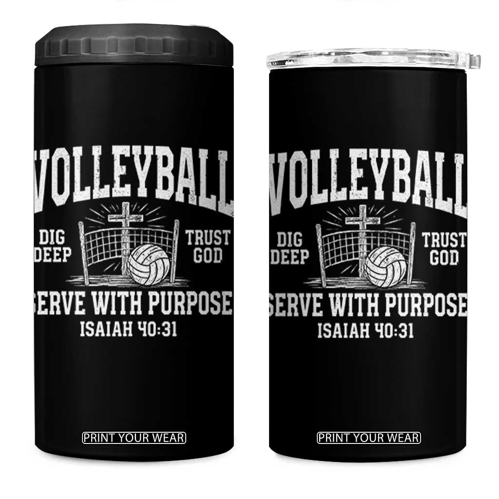 Christian Volleyball Dig Deep Trust God Serve With Purpose 4 in 1 Can Cooler Tumbler Isaiah 40:31 Bible Verse Faith Sport TS11 One Size: 16 oz Black Print Your Wear
