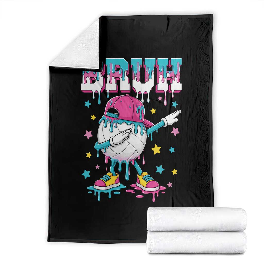 Volleyball Drip Bruh Meme Throw Blanket Volleyball Baseball Ice Cream Dripping TS11 Black Print Your Wear