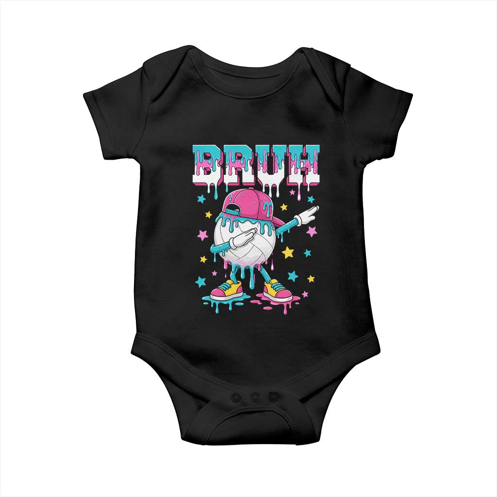 Volleyball Drip Bruh Meme Baby Onesie Volleyball Baseball Ice Cream Dripping TS11 Black Print Your Wear