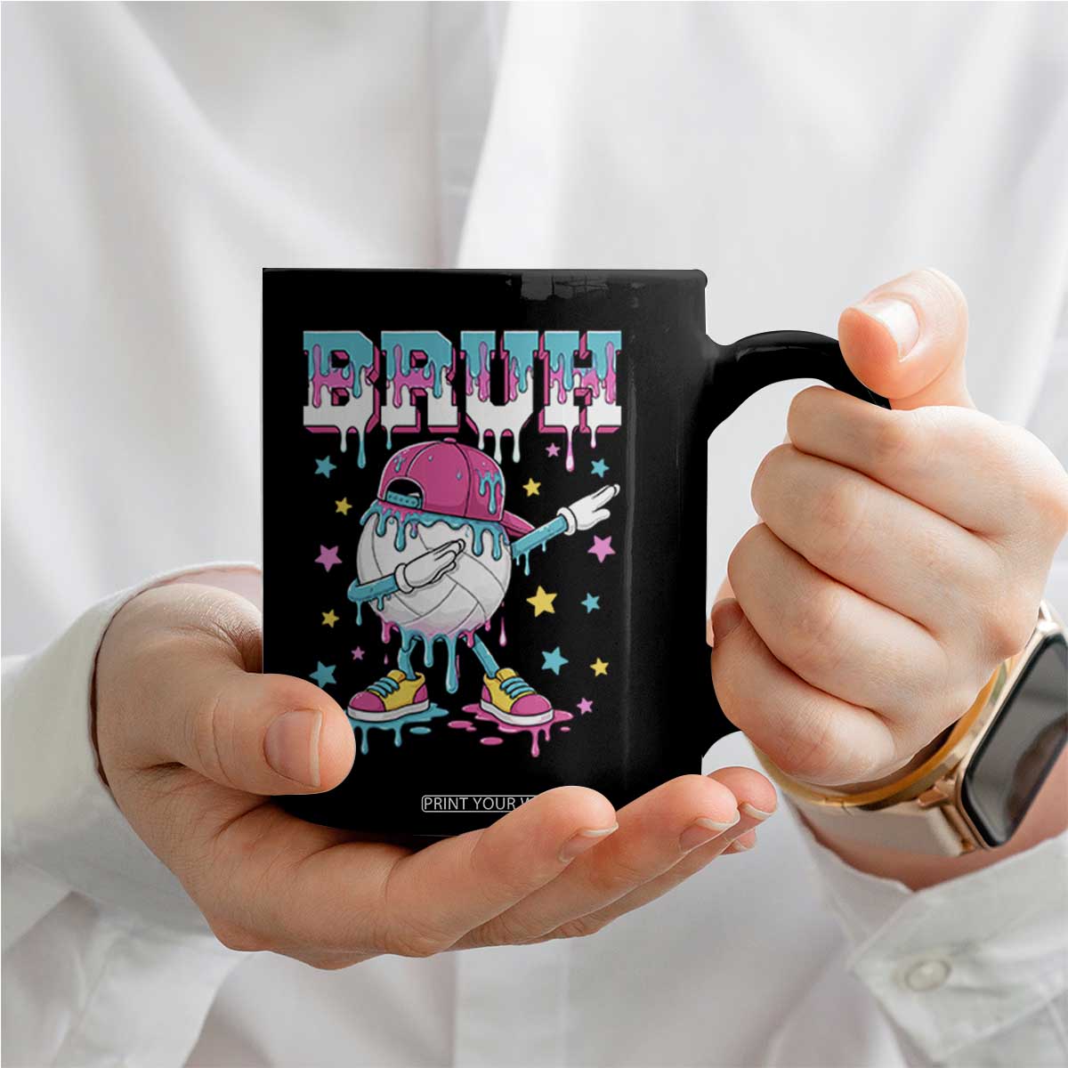 Volleyball Drip Bruh Meme Coffee Mug Volleyball Baseball Ice Cream Dripping