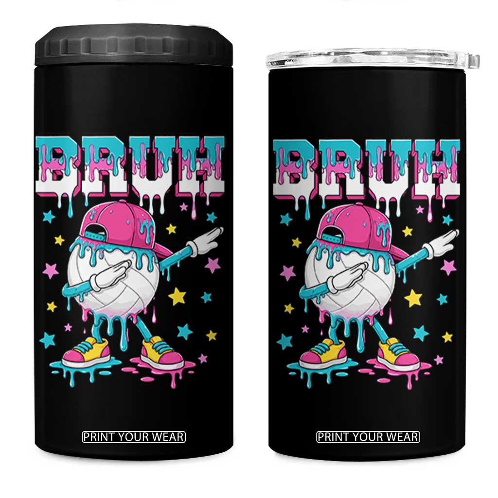Volleyball Drip Bruh Meme 4 in 1 Can Cooler Tumbler Volleyball Baseball Ice Cream Dripping TS11 One Size: 16 oz Black Print Your Wear