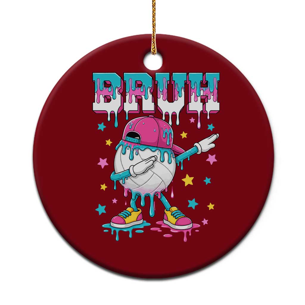 Volleyball Drip Bruh Meme Ceramic Ornament Volleyball Baseball Ice Cream Dripping TS11 1pc Red Print Your Wear