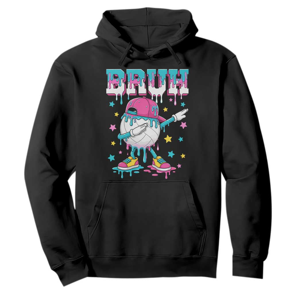 Volleyball Drip Bruh Meme Hoodie Volleyball Baseball Ice Cream Dripping TS11 Black Print Your Wear