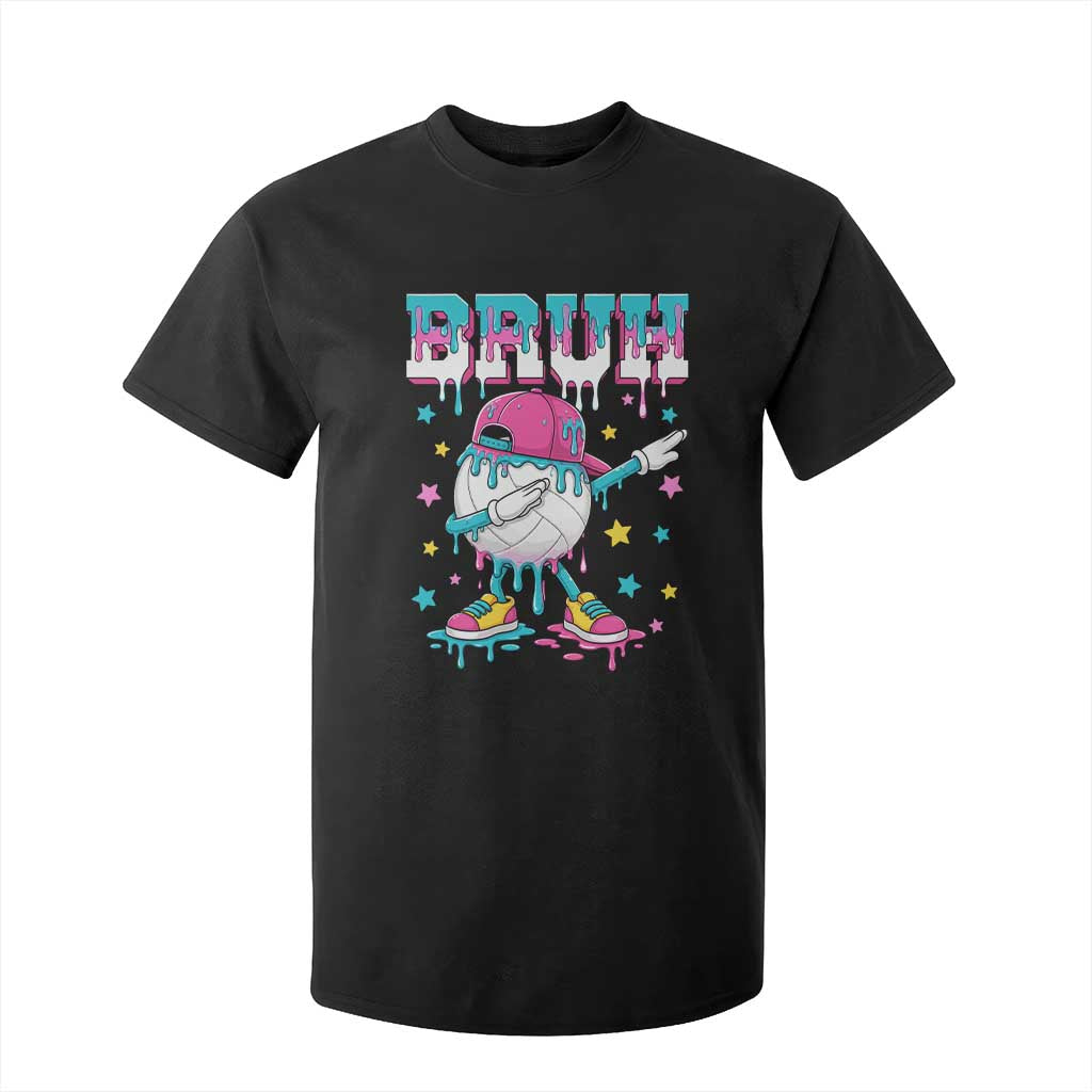 Volleyball Drip Bruh Meme T Shirt For Kid Volleyball Baseball Ice Cream Dripping TS11 Black Print Your Wear