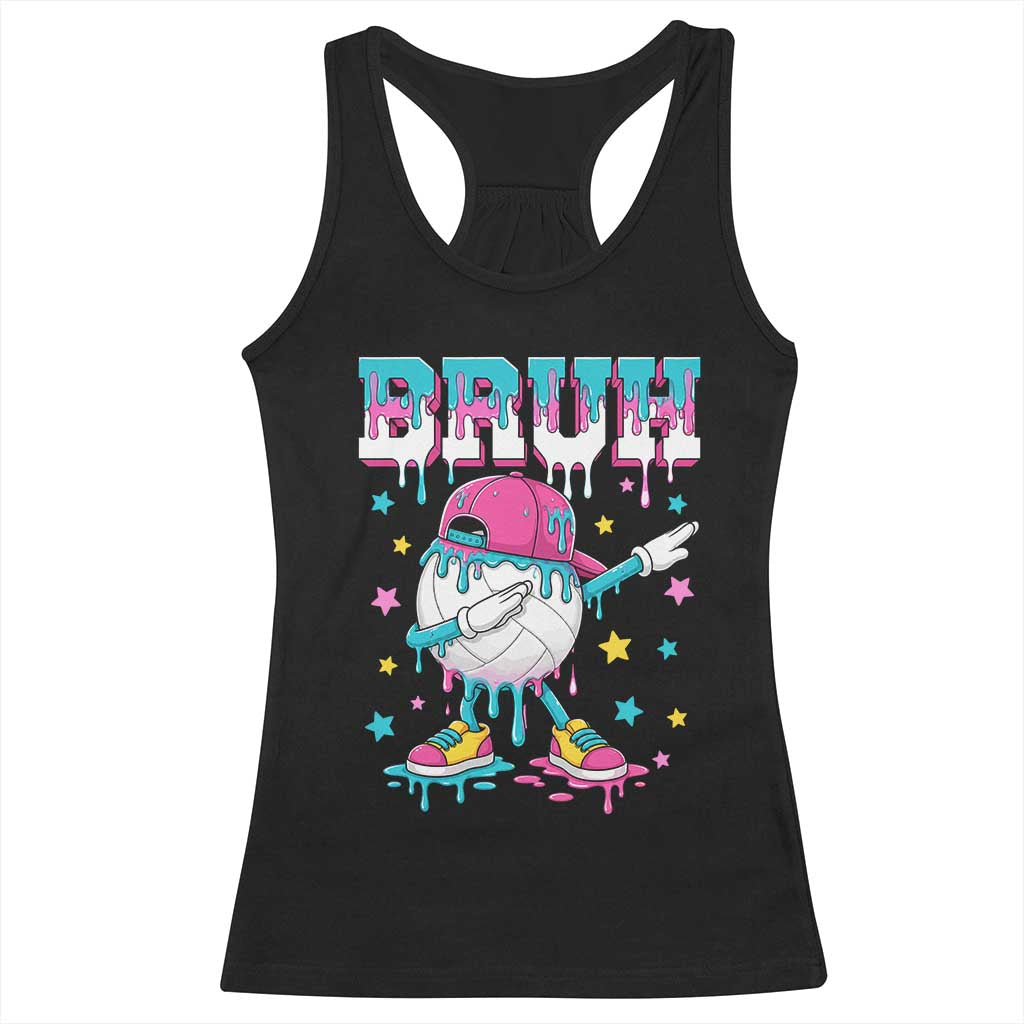 Volleyball Drip Bruh Meme Racerback Tank Top Volleyball Baseball Ice Cream Dripping TS11 Black Print Your Wear
