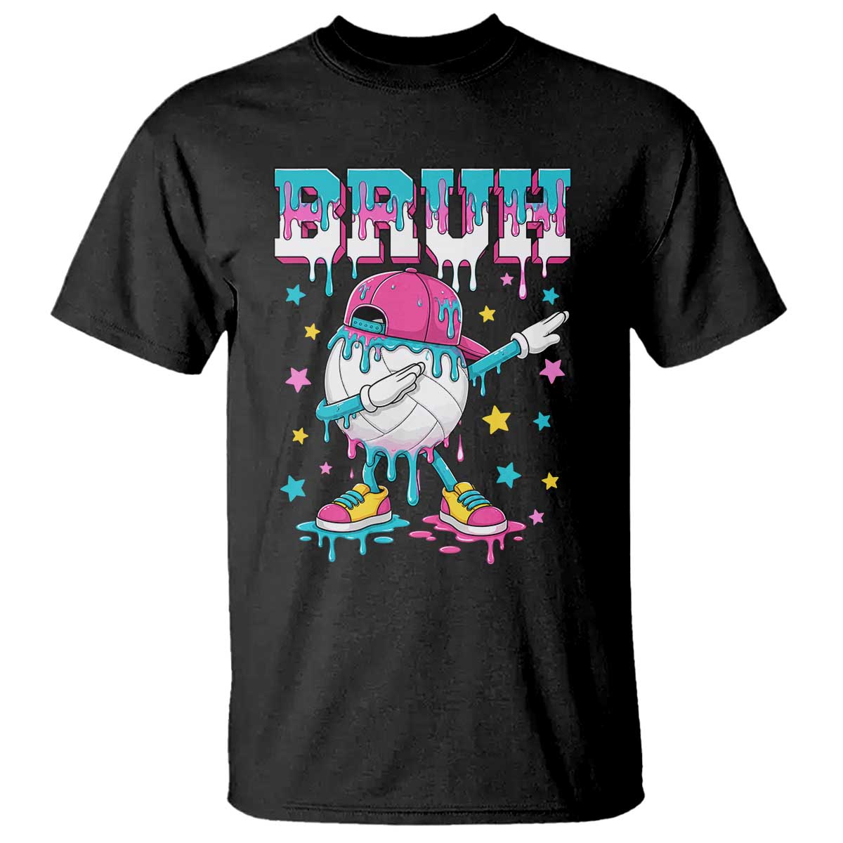 Volleyball Drip Bruh Meme T Shirt Volleyball Baseball Ice Cream Dripping TS11 Black Print Your Wear