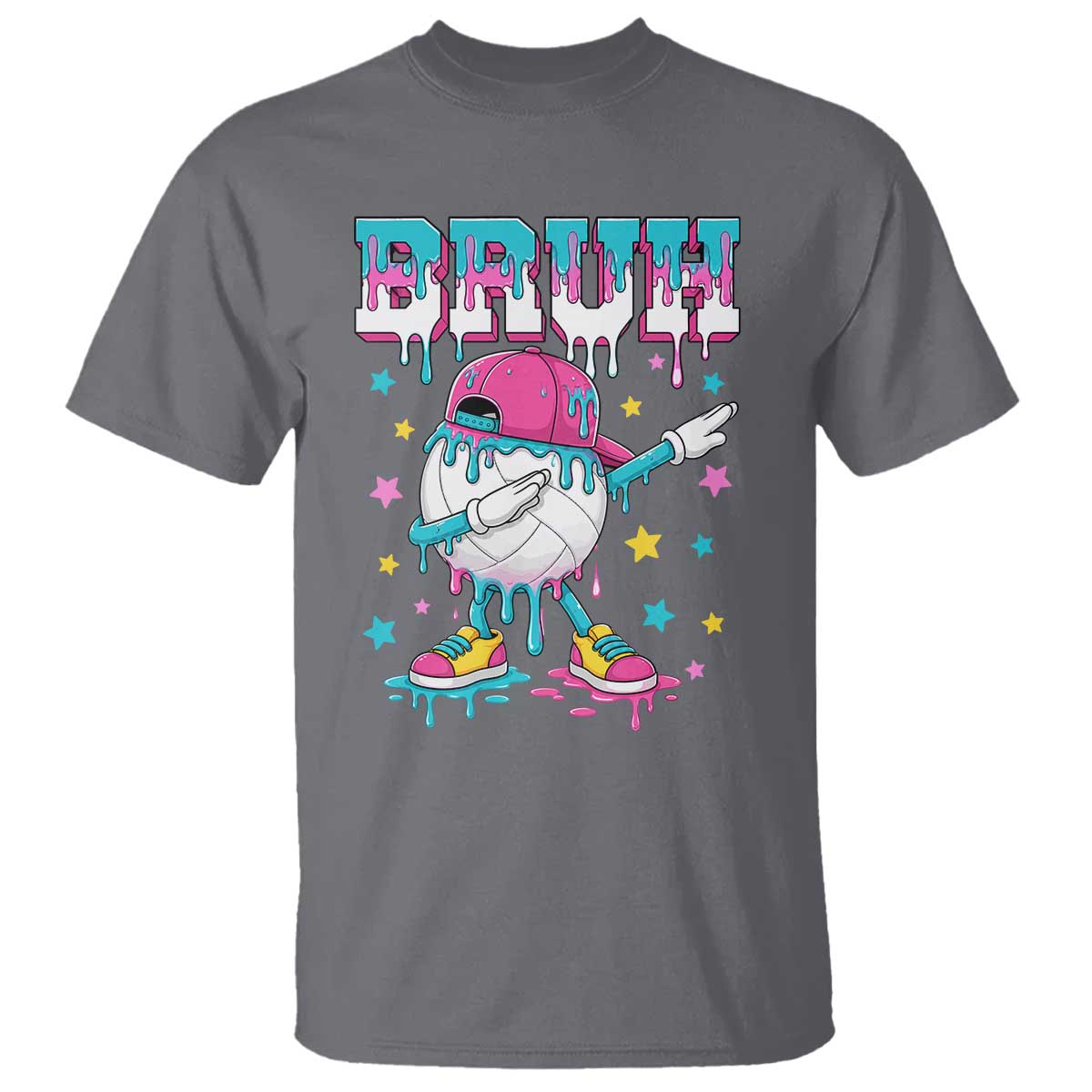 Volleyball Drip Bruh Meme T Shirt Volleyball Baseball Ice Cream Dripping TS11 Charcoal Print Your Wear
