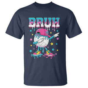 Volleyball Drip Bruh Meme T Shirt Volleyball Baseball Ice Cream Dripping TS11 Navy Print Your Wear