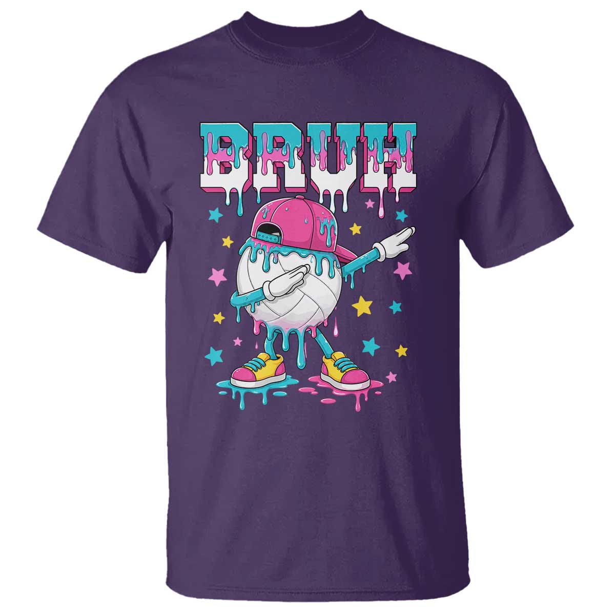 Volleyball Drip Bruh Meme T Shirt Volleyball Baseball Ice Cream Dripping TS11 Purple Print Your Wear