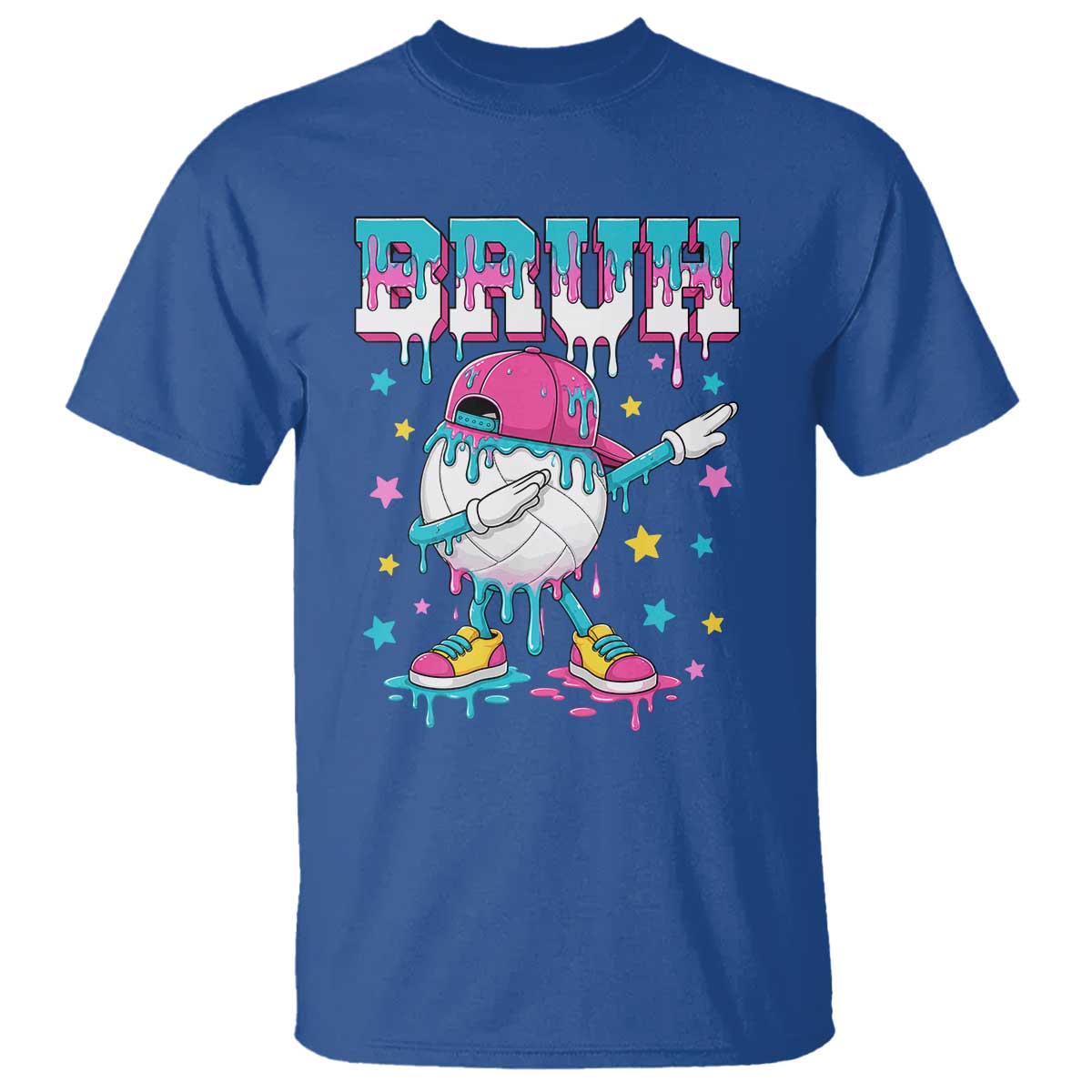 Volleyball Drip Bruh Meme T Shirt Volleyball Baseball Ice Cream Dripping TS11 Royal Blue Print Your Wear