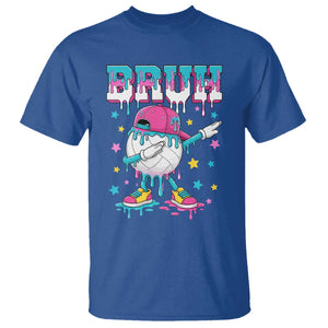 Volleyball Drip Bruh Meme T Shirt Volleyball Baseball Ice Cream Dripping TS11 Royal Blue Print Your Wear