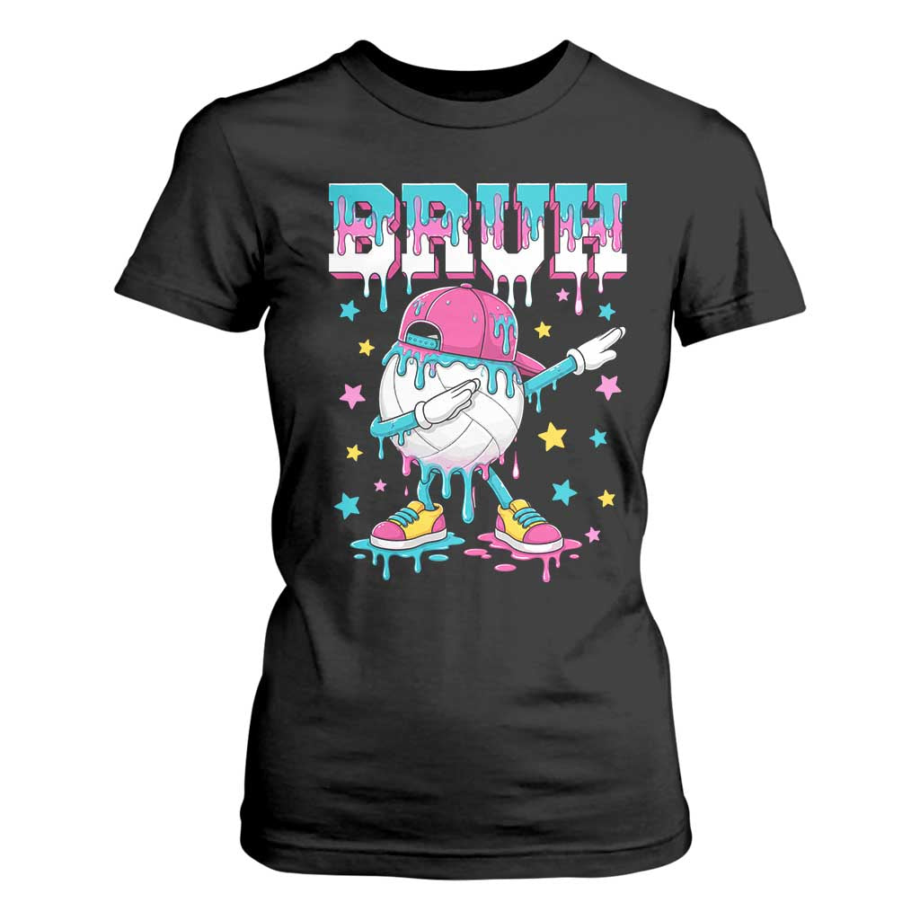 Volleyball Drip Bruh Meme T Shirt For Women Volleyball Baseball Ice Cream Dripping TS11 Black Print Your Wear