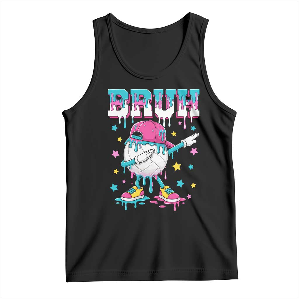 Volleyball Drip Bruh Meme Tank Top Volleyball Baseball Ice Cream Dripping TS11 Black Print Your Wear