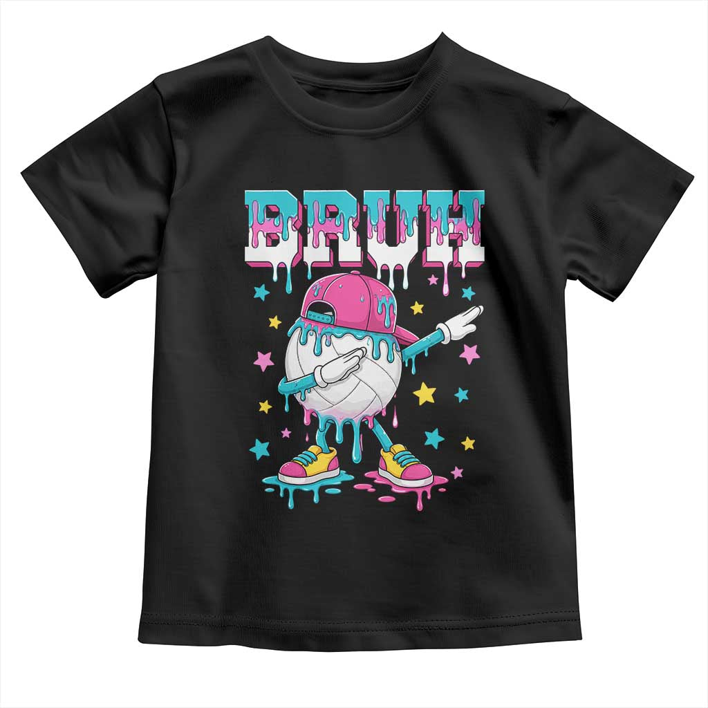 Volleyball Drip Bruh Meme Toddler T Shirt Volleyball Baseball Ice Cream Dripping TS11 Black Print Your Wear