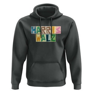 Harris Walz Supporter Hoodie Colorful Quilted Paper Pattern US Presidential Election TS11 Dark Heather Print Your Wear