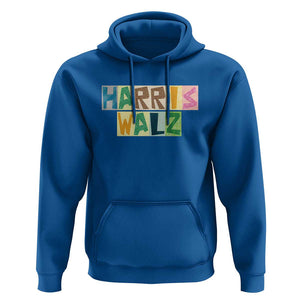Harris Walz Supporter Hoodie Colorful Quilted Paper Pattern US Presidential Election TS11 Royal Blue Print Your Wear