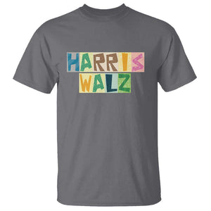 Harris Walz Supporter T Shirt Colorful Quilted Paper Pattern US Presidential Election TS11 Charcoal Print Your Wear