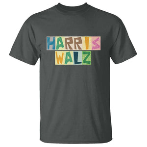 Harris Walz Supporter T Shirt Colorful Quilted Paper Pattern US Presidential Election TS11 Dark Heather Print Your Wear