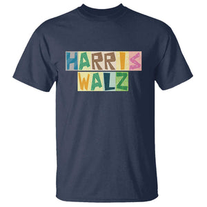 Harris Walz Supporter T Shirt Colorful Quilted Paper Pattern US Presidential Election TS11 Navy Print Your Wear