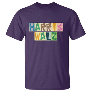 Harris Walz Supporter T Shirt Colorful Quilted Paper Pattern US Presidential Election TS11 Purple Print Your Wear