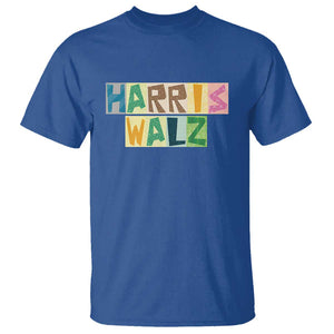 Harris Walz Supporter T Shirt Colorful Quilted Paper Pattern US Presidential Election TS11 Royal Blue Print Your Wear