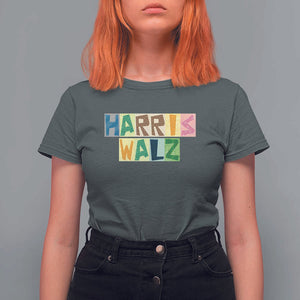 Harris Walz Supporter T Shirt For Women Colorful Quilted Paper Pattern US Presidential Election TS11 Dark Heather Print Your Wear
