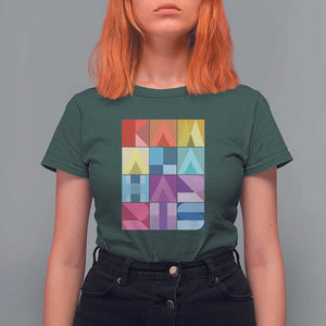 Harris Supporter T Shirt For Women Kamala Harris Colorful Quilted US Presidential Election TS11 Dark Forest Green Print Your Wear