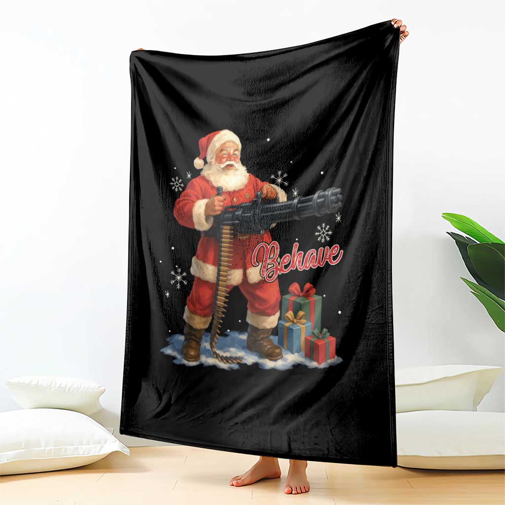 Christmas Santa Machine Gun Throw Blanket Behave Xmas Gun Lover TS11 Print Your Wear
