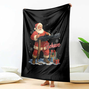 Christmas Santa Machine Gun Throw Blanket Behave Xmas Gun Lover TS11 Print Your Wear
